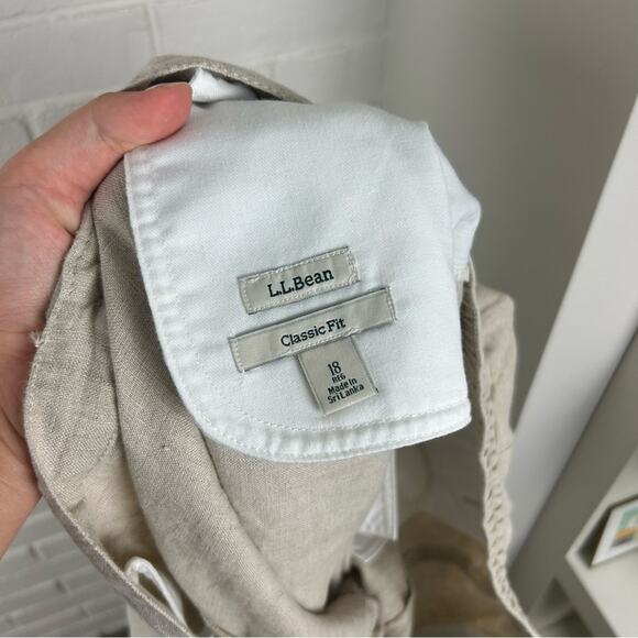 L.L.Bean Neutral Cream Tan 100% Linen Classic Fit Pants Size 18 - Picture 3 of 10